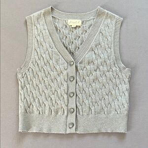 Marled Cable Knit Gray Sweater Vest Size S
